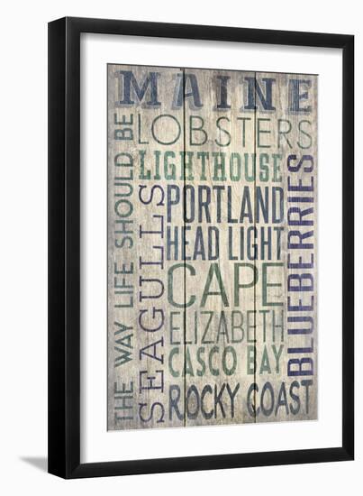 Portland Head Lighthouse, Maine - Barnwood Typography-Lantern Press-Framed Art Print