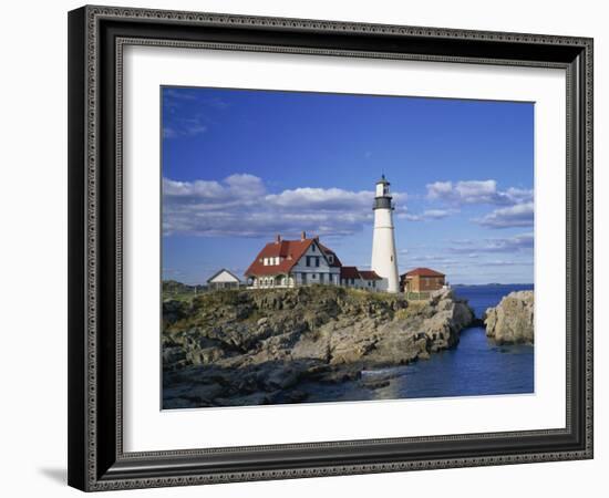 Portland Head Lighthouse on Rocky Coast at Cape Elizabeth, Maine, New England, USA-Rainford Roy-Framed Photographic Print