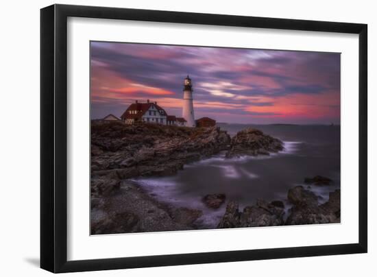 Portland Head Sunset-Darren White Photography-Framed Photographic Print