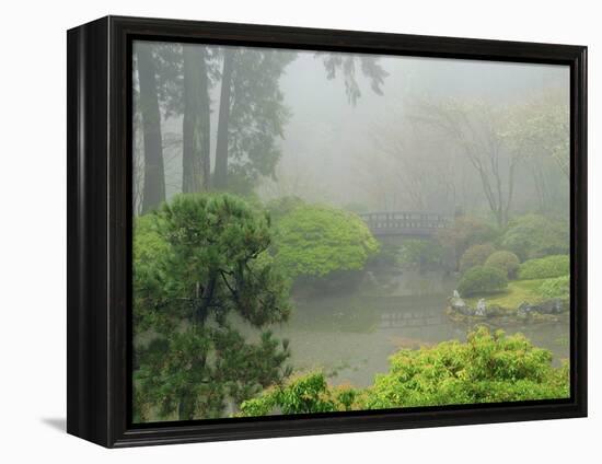 Portland Japanese Garden Fogged In: Portland, Oregon United States of America, USA-Michel Hersen-Framed Premier Image Canvas