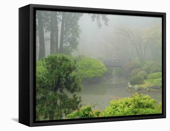 Portland Japanese Garden Fogged In: Portland, Oregon United States of America, USA-Michel Hersen-Framed Premier Image Canvas