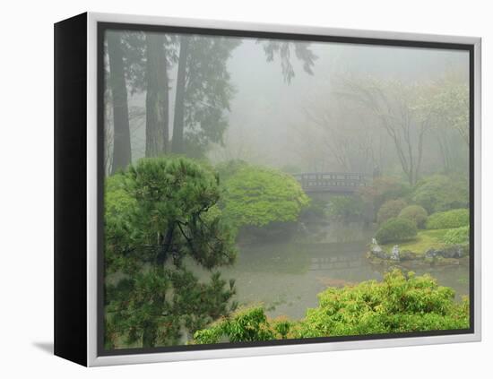 Portland Japanese Garden Fogged In: Portland, Oregon United States of America, USA-Michel Hersen-Framed Premier Image Canvas