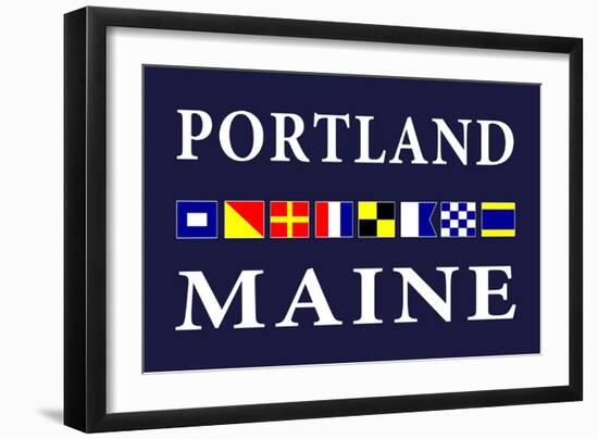 Portland, Maine - Nautical Flags-Lantern Press-Framed Art Print