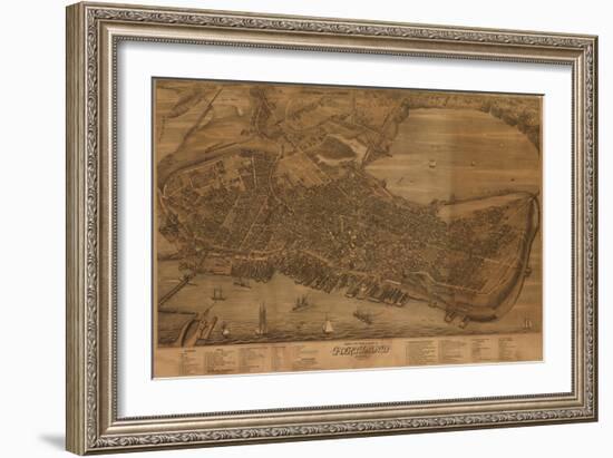 Portland, Maine - Panoramic Map-Lantern Press-Framed Art Print