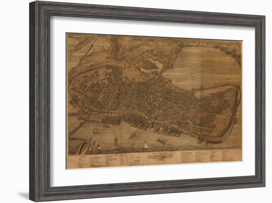 Portland, Maine - Panoramic Map-Lantern Press-Framed Art Print