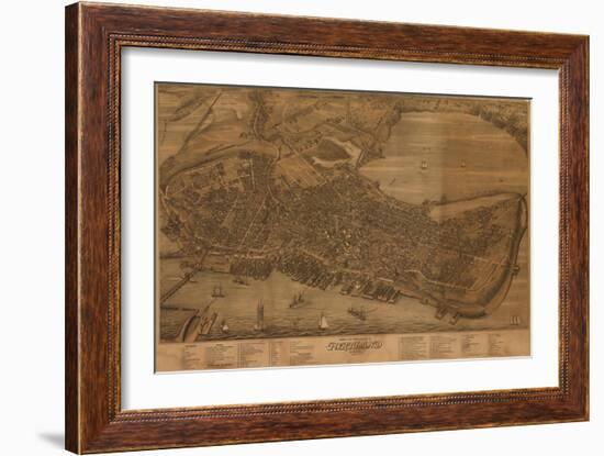 Portland, Maine - Panoramic Map-Lantern Press-Framed Art Print