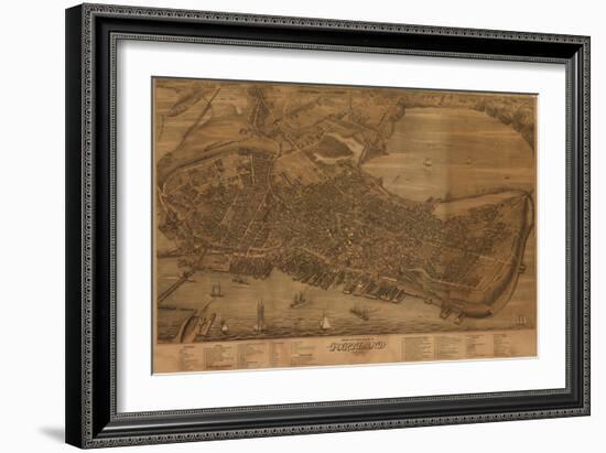 Portland, Maine - Panoramic Map-Lantern Press-Framed Art Print