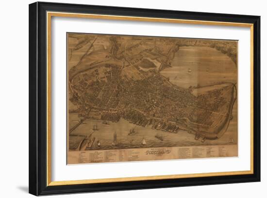 Portland, Maine - Panoramic Map-Lantern Press-Framed Art Print