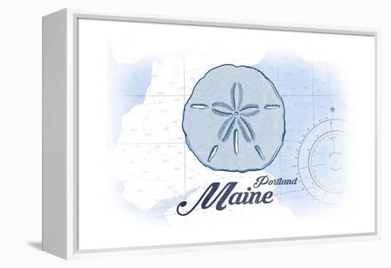 Portland, Maine - Sand Dollar - Blue - Coastal Icon-Lantern Press-Framed Stretched Canvas