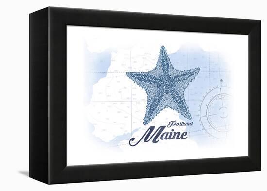 Portland, Maine - Starfish - Blue - Coastal Icon-Lantern Press-Framed Stretched Canvas