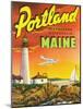 Portland, Maine - The Playground Metropolis, View of a Plane and Lighthouse-Lantern Press-Mounted Art Print