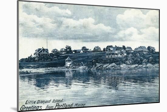 Portland, Maine, View of Little Diamond Island-Lantern Press-Mounted Art Print
