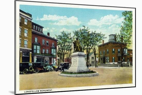 Portland, Maine - View of Longfellow Monument and Longfellow Square-Lantern Press-Mounted Art Print