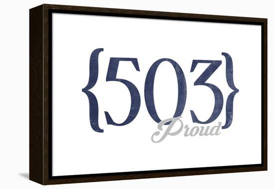 Portland, Oregon - 503 Area Code (Blue)-Lantern Press-Framed Stretched Canvas