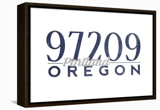 Portland, Oregon - 97209 Zip Code (Blue)-Lantern Press-Framed Stretched Canvas