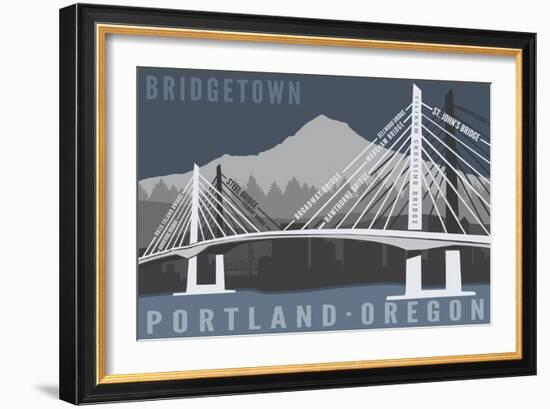 Portland, Oregon - Bridgetown-Lantern Press-Framed Art Print