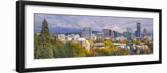 Portland Oregon Downtown Skyline with Mt Hood-jpldesigns-Framed Photographic Print