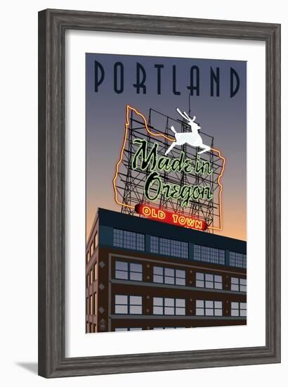 Portland, Oregon - Made in Oregon Sign, c.2009-Lantern Press-Framed Art Print