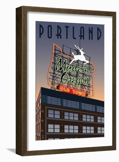 Portland, Oregon - Made in Oregon Sign, c.2009-Lantern Press-Framed Art Print