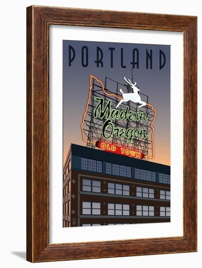 Portland, Oregon - Made in Oregon Sign, c.2009-Lantern Press-Framed Art Print