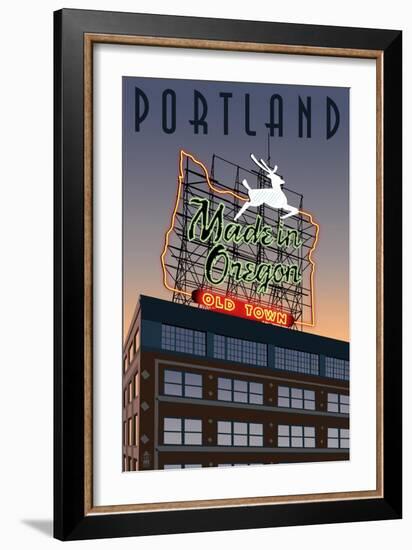 Portland, Oregon - Made in Oregon Sign, c.2009-Lantern Press-Framed Art Print