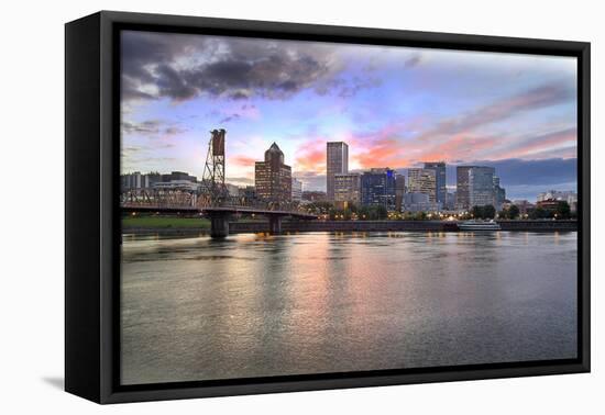 Portland Oregon Skyline at Sunset-jpldesigns-Framed Premier Image Canvas