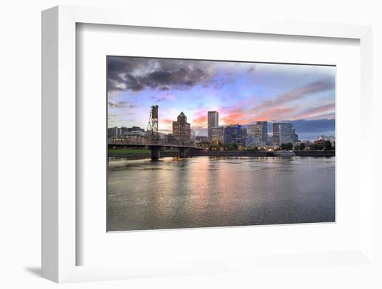 Portland Oregon Skyline at Sunset-jpldesigns-Framed Photographic Print