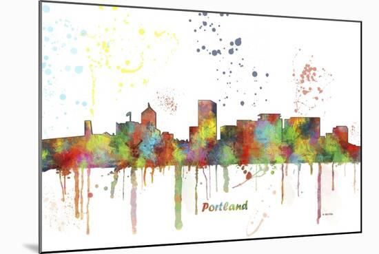 Portland Oregon Skyline MCLR 1-Marlene Watson-Mounted Giclee Print