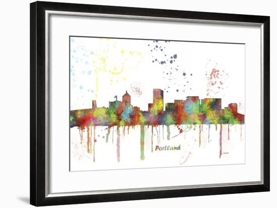 Portland Oregon Skyline MCLR 1-Marlene Watson-Framed Giclee Print