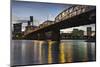 Portland Oregon Skyline under Hawthorne Bridge-jpldesigns-Mounted Photographic Print