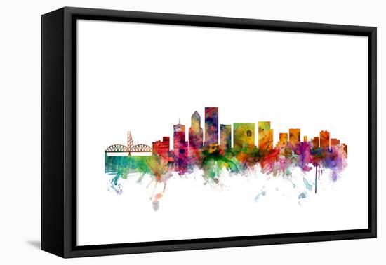 Portland Oregon Skyline-Michael Tompsett-Framed Stretched Canvas