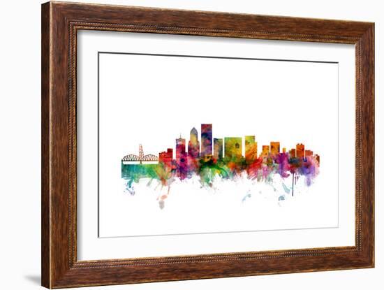 Portland Oregon Skyline-Michael Tompsett-Framed Art Print