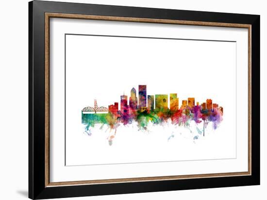 Portland Oregon Skyline-Michael Tompsett-Framed Art Print