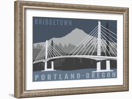 Portland, Oregon - Tilikum Crossing Bridge - Bridgetown-Lantern Press-Framed Art Print
