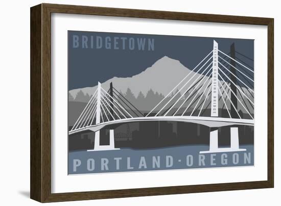 Portland, Oregon - Tilikum Crossing Bridge - Bridgetown-Lantern Press-Framed Art Print