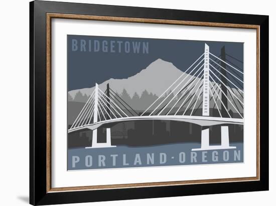 Portland, Oregon - Tilikum Crossing Bridge - Bridgetown-Lantern Press-Framed Art Print