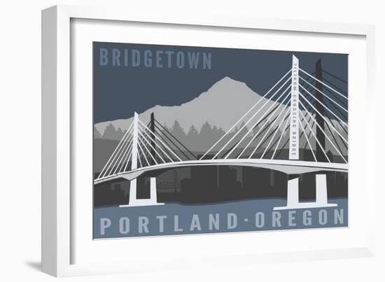 Portland, Oregon - Tilikum Crossing Bridge - Bridgetown-Lantern Press-Framed Art Print