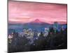Portland Oregon with Mt Hood at Sunset-Markus Bleichner-Mounted Art Print