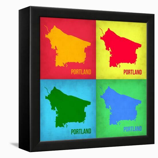 Portland Pop Art Map 1-NaxArt-Framed Stretched Canvas