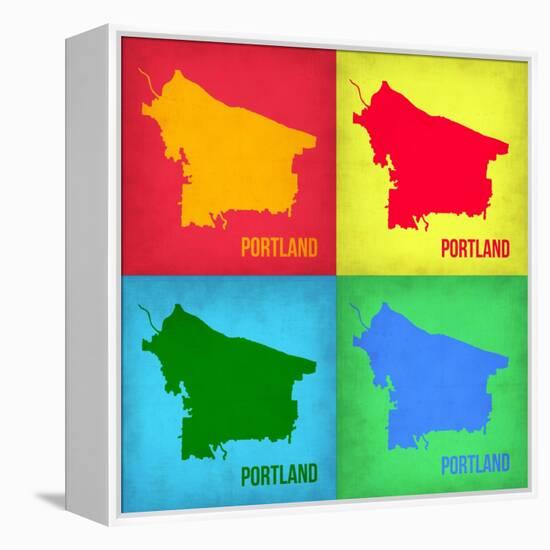 Portland Pop Art Map 1-NaxArt-Framed Stretched Canvas