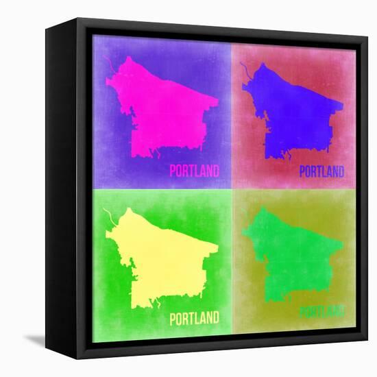 Portland Pop Art Map 2-NaxArt-Framed Stretched Canvas