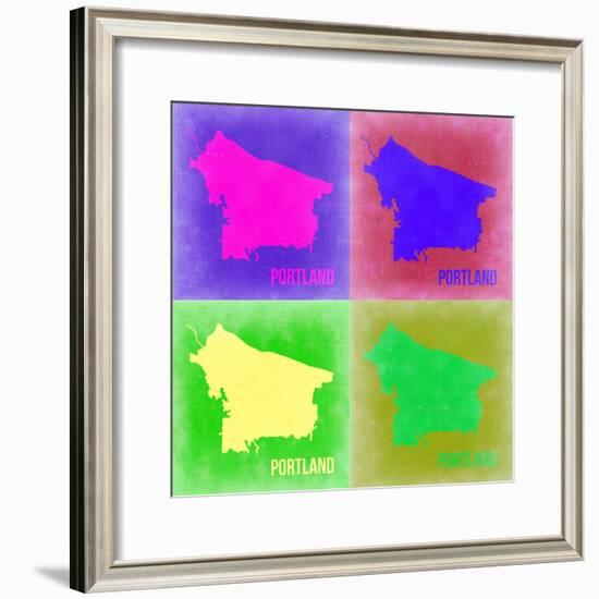 Portland Pop Art Map 2-NaxArt-Framed Premium Giclee Print