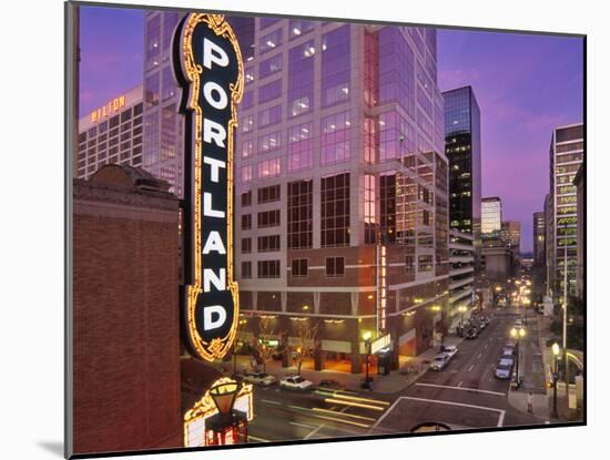 Portland Sign at the Arlene Schnitzer Concert Hall on Broadway, Portland, Oregon, USA-Janis Miglavs-Mounted Photographic Print