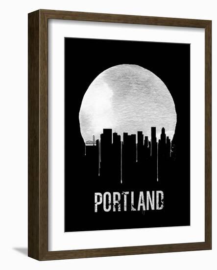 Portland Skyline Black-null-Framed Art Print