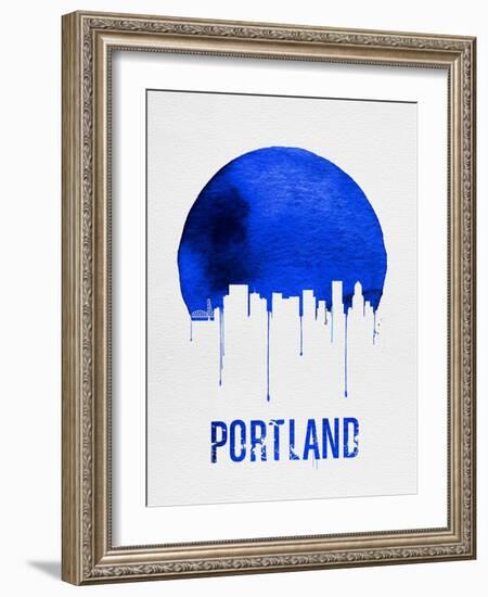 Portland Skyline Blue-null-Framed Art Print