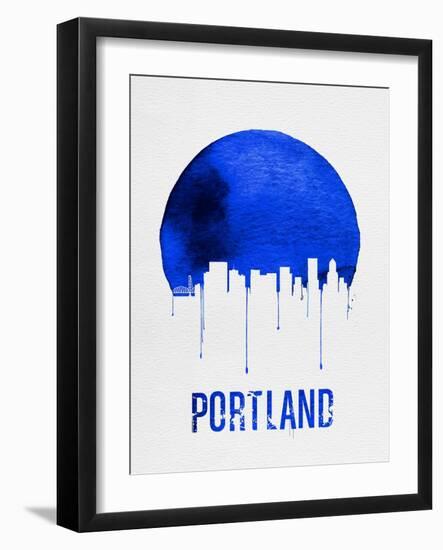 Portland Skyline Blue-null-Framed Art Print
