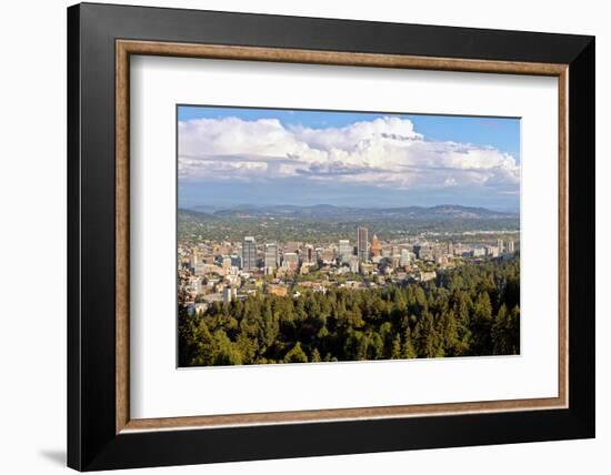 Portland skyline from Pittock Mansion, Multnomah County, Oregon, USA-null-Framed Photographic Print