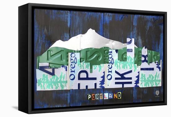 Portland Skyline License Plate Art-Design Turnpike-Framed Premier Image Canvas