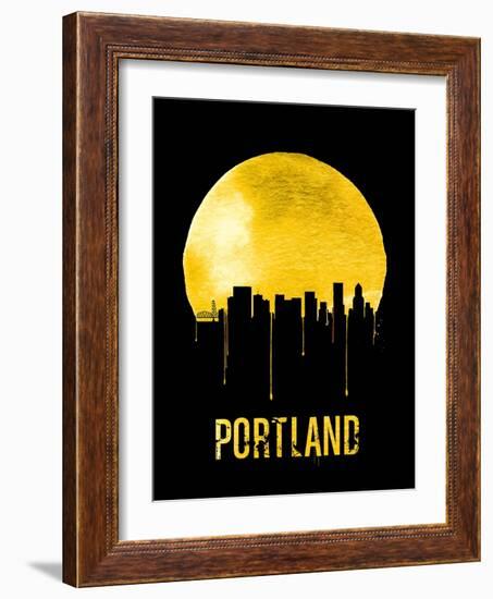 Portland Skyline Yellow-null-Framed Art Print