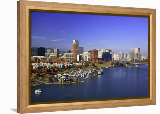 Portland Water Front and Willamitte River, Oregon-Craig Tuttle-Framed Premier Image Canvas